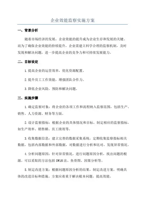 企业效能监察实施方案