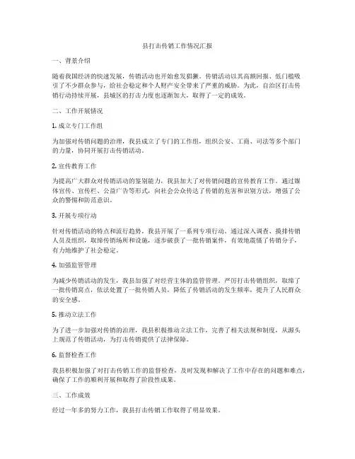 县打击传销工作情况汇报