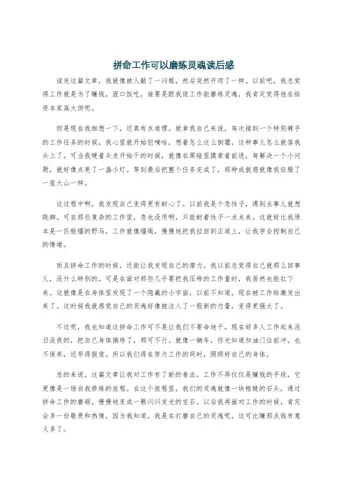拼命工作可以磨练灵魂读后感