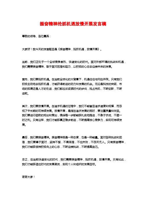 振奋精神抢抓机遇放慢开展发言稿 (2)