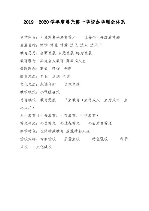 3.2.1清溪晨光第一学校2019--2020学年度办学理念