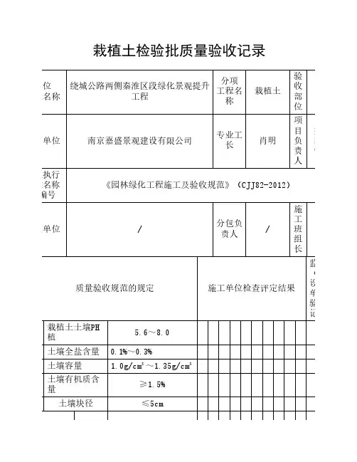 《园林绿化工程施工及验收规范》(CJJ82-2012)表格