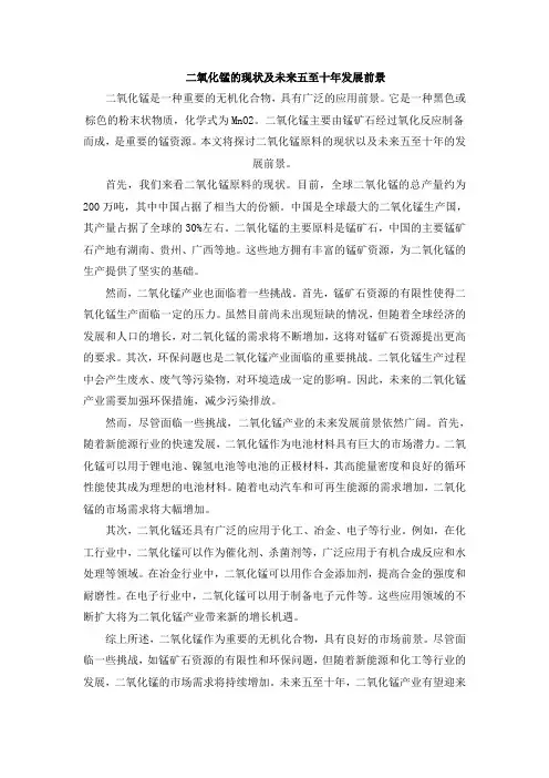 二氧化锰的现状及未来五至十年发展前景