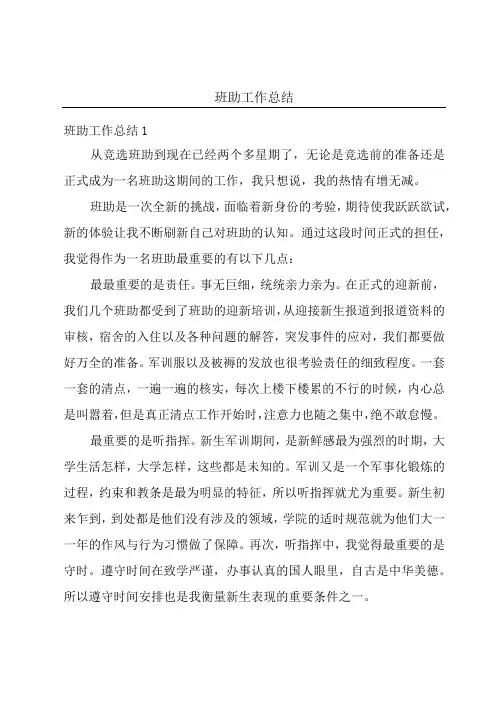 班助工作总结