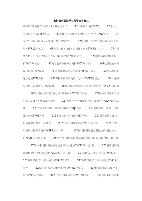 电机型号意义
