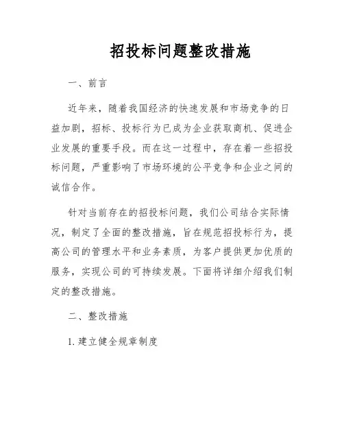 招投标问题整改措施