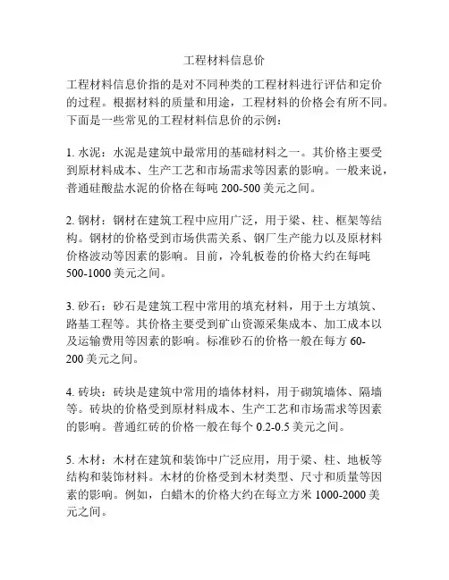工程材料信息价