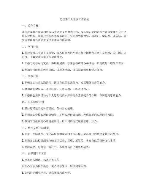 思政课个人年度工作计划