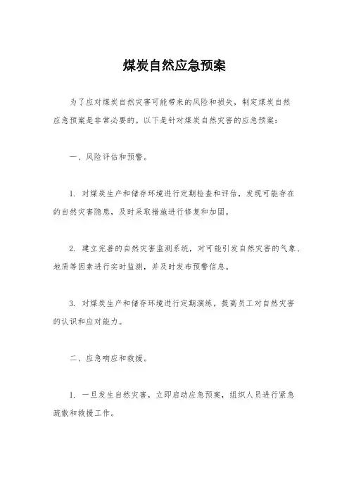 煤炭自然应急预案