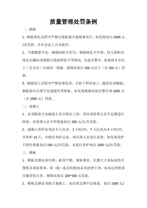 质量管理处罚条例