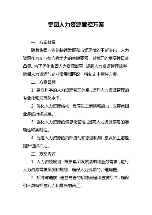 集团人力资源管控方案