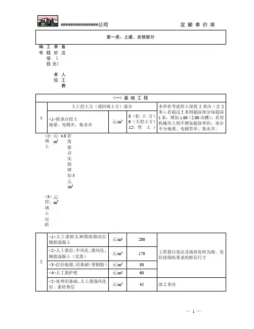 公司内部企业定额