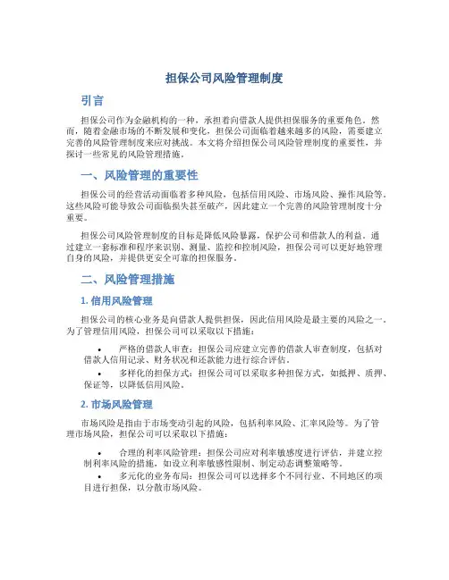 担保公司风险管理制度