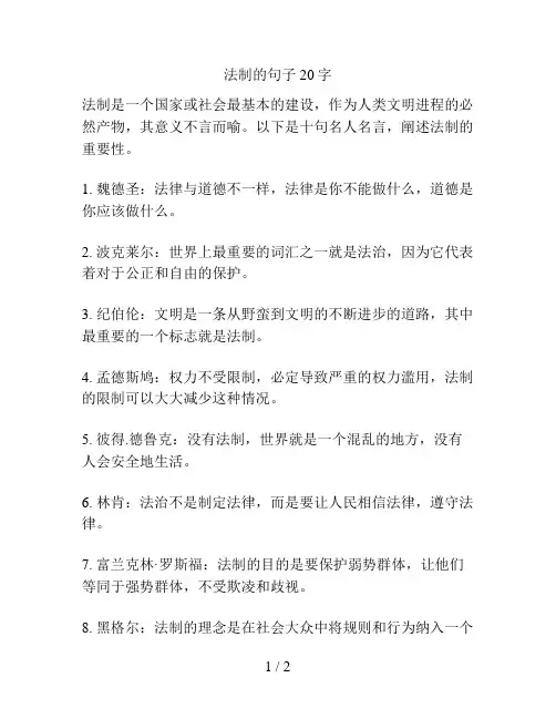 法制的句子20字