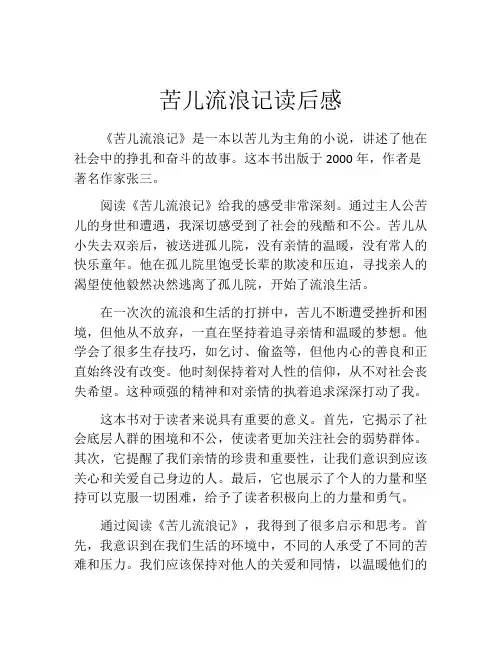 苦儿流浪记读后感(精选10篇)