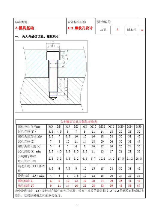 塑胶模具螺纹孔设计