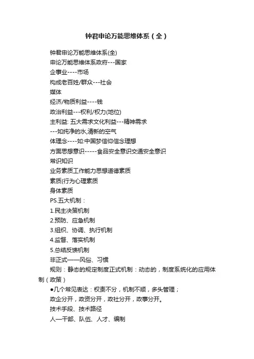 钟君申论万能思维体系（全）