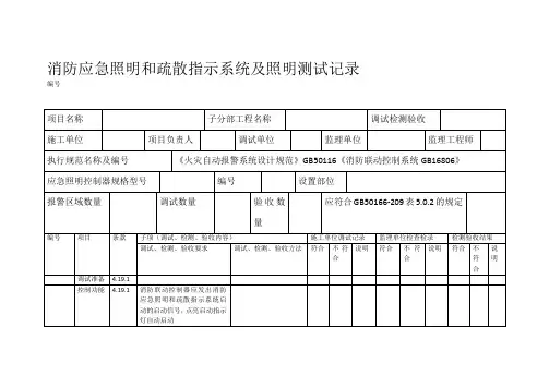 消防应急照明和疏散指示调试记录