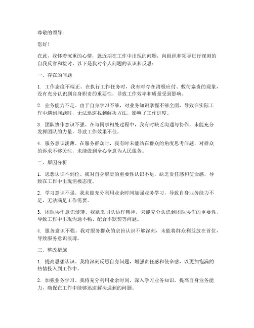 局领导干部个人检讨书范文