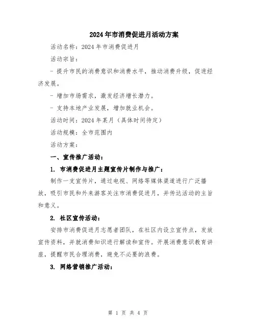 2024年市消费促进月活动方案