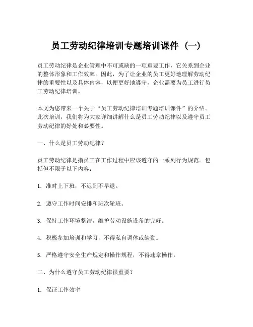 员工劳动纪律培训专题培训课件 (一)