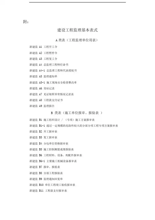 浙江监理全套表格