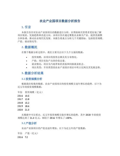 农业产业园项目数据分析报告