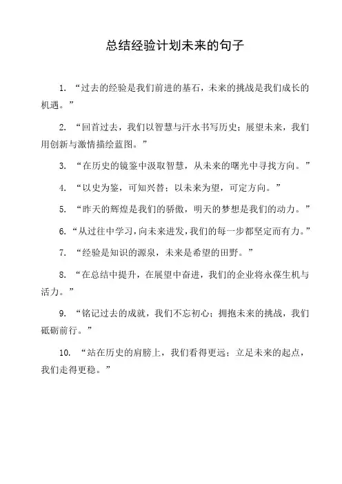 总结经验计划未来的句子