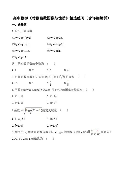 高中数学《对数函数图像与性质》精选练习(含详细解析)