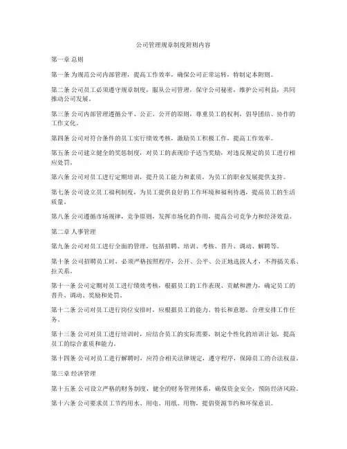 公司管理规章制度附则内容