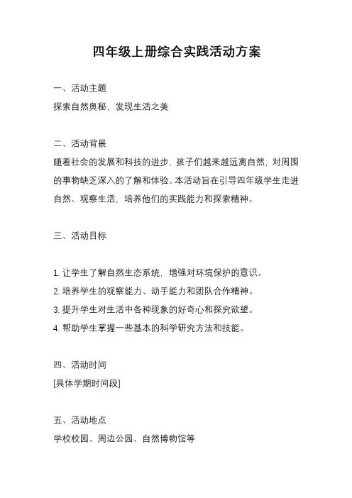四年级上册综合实践活动方案