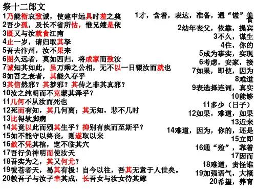 (完整版)祭十二郎文字词解释