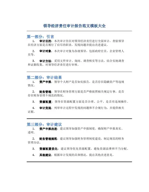 领导经济责任审计报告范文模板大全