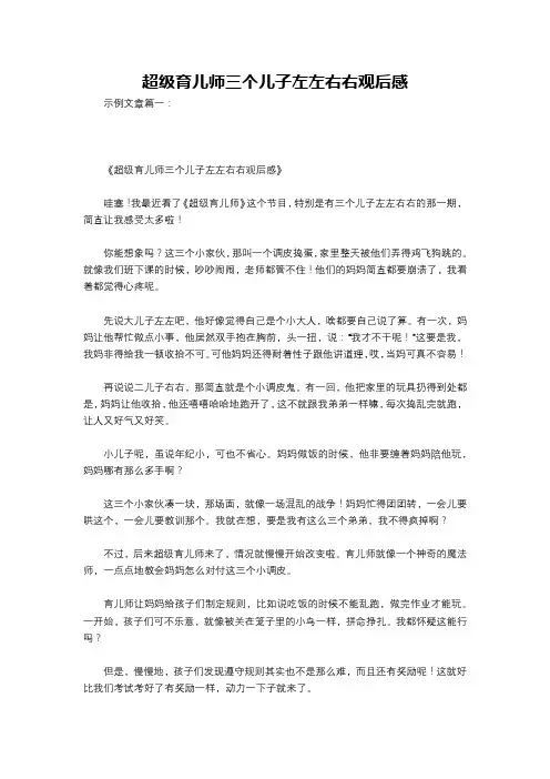 超级育儿师三个儿子左左右右观后感