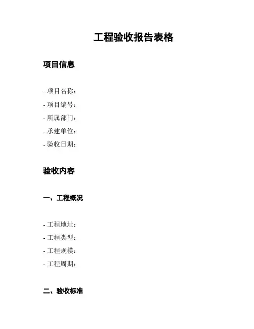 工程验收报告表格