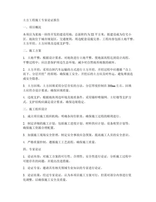 土方工程施工专家论证报告