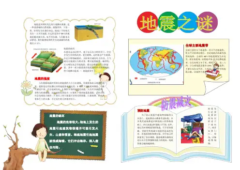 小学科学知识地震之谜地震小报手抄报黑板报成品A3横排模板可编辑可打印
