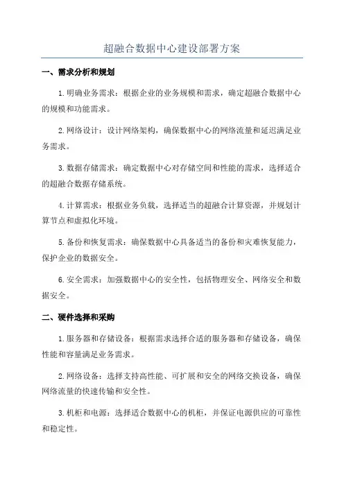 超融合数据中心建设部署方案