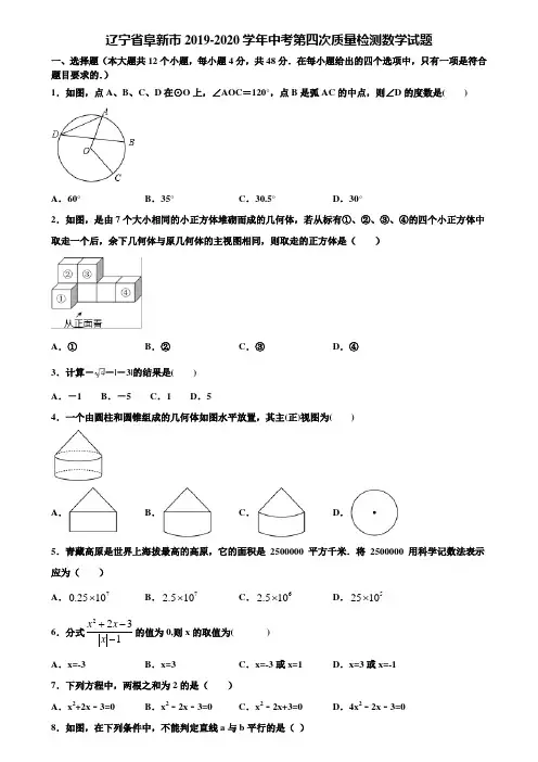 辽宁省阜新市2019-2020学年中考第四次质量检测数学试题含解析