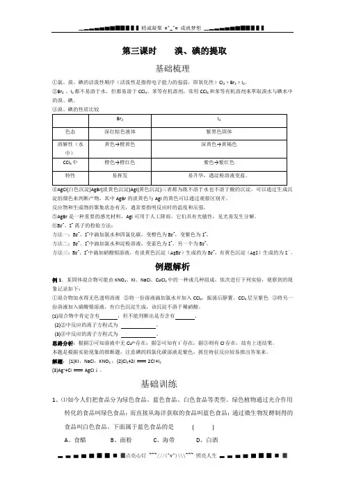 苏教版化学必修1同步练习 溴、碘的提取