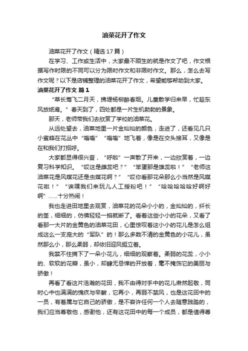 油菜花开了作文