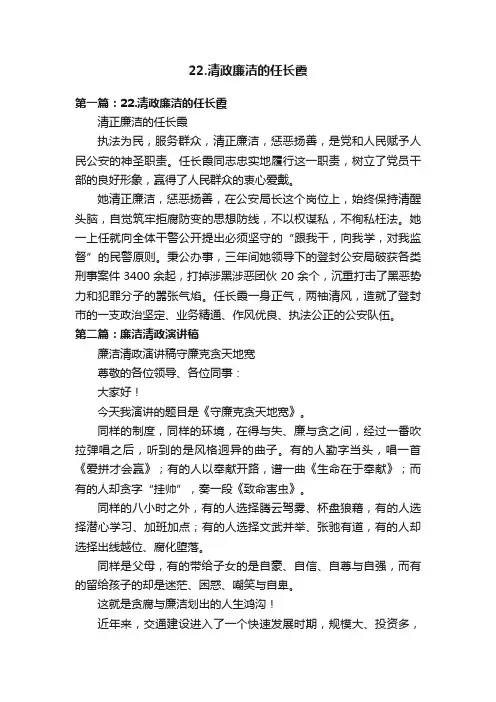 22.清政廉洁的任长霞