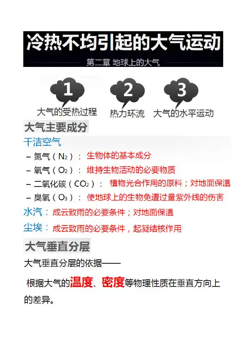 精品笔记冷热不均的大气运动(高中地理必修一)