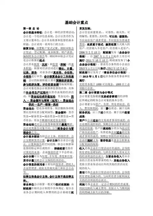 2016基础会计重点