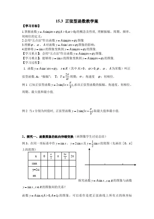 最新中职数学授课教案：正弦型函数数学