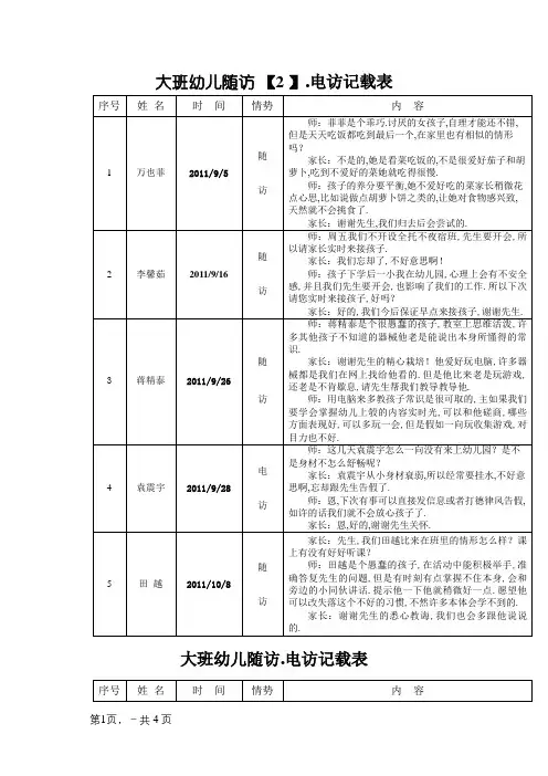 大班幼儿随访、电访记录表_内有内容