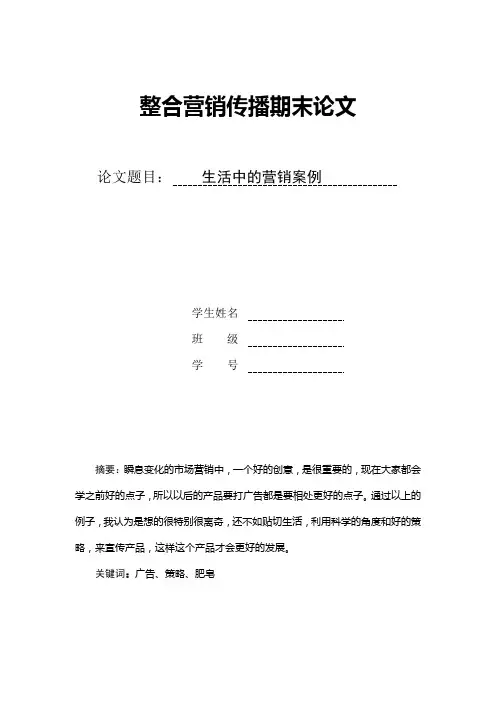整合营销传播期末论文
