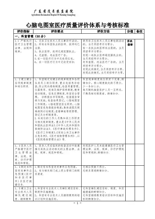 心脑电图室质量评价体系与考核指标