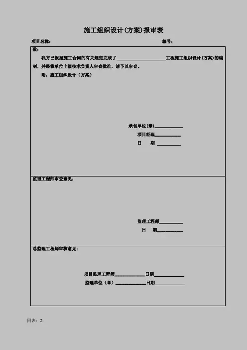 施工组织设计方案报审表(全套表格)