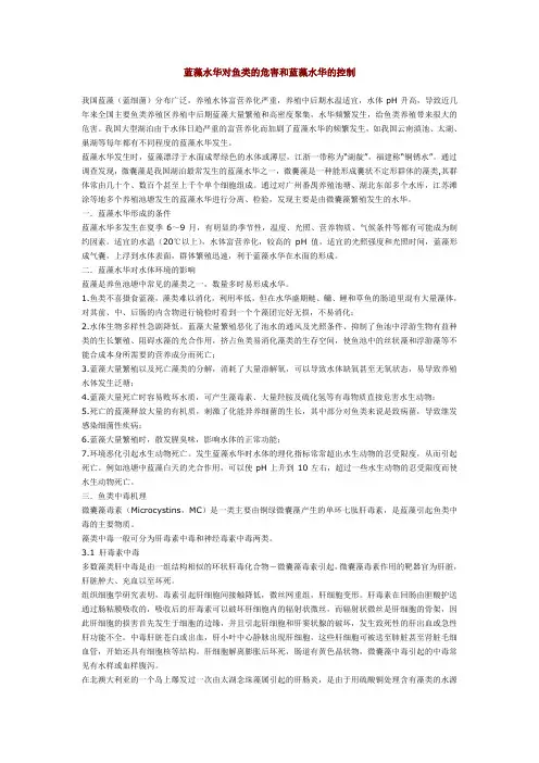 蓝藻水华对鱼类的危害和蓝藻水华的控制